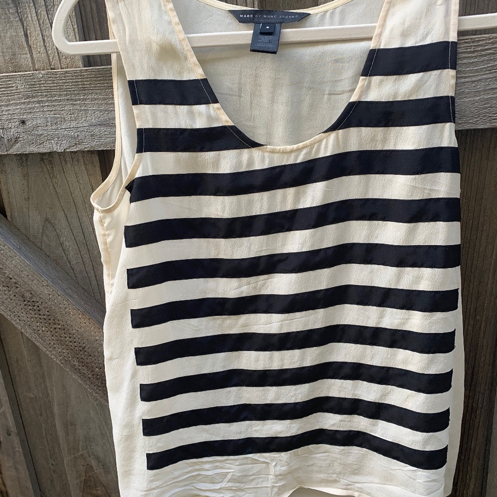 Marc by Marc Jacobs Silky Black and White Striped Top